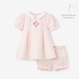 Pink Seersucker Collared Dress