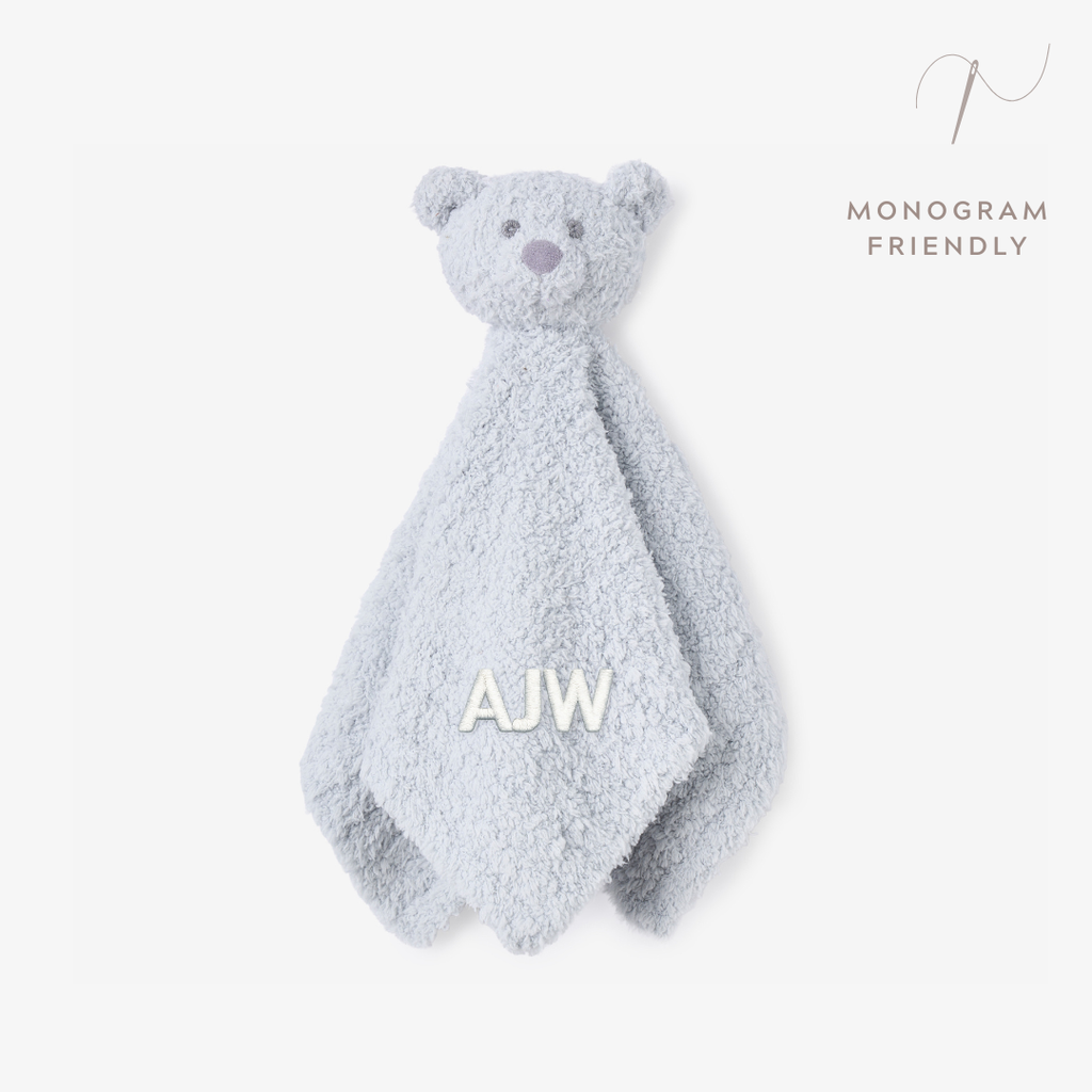 Feather Knit Blue Bear Security Blanket
