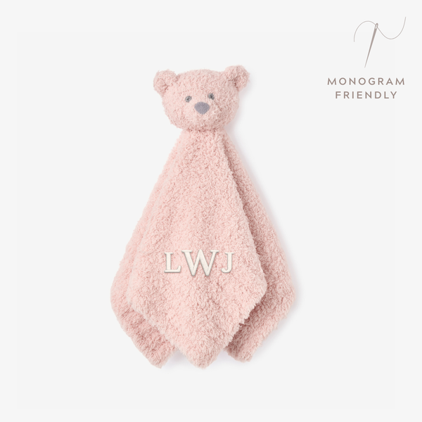 Feather Knit Pink Bear Security Blanket