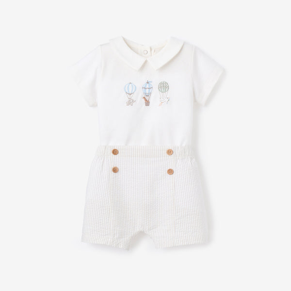 Up & Away Embroidered Bodysuit & Seersucker Short Set