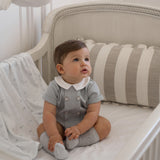 Gray Double Knit Button Front Bubble