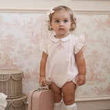 Pink Seersucker Collared Bubble