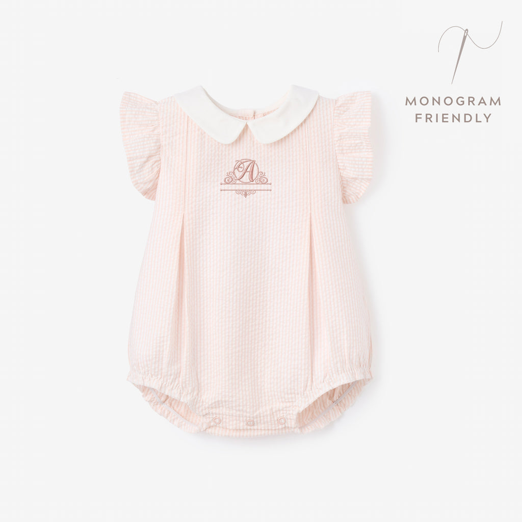 Pink Seersucker Collared Bubble