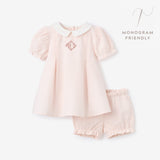 Pink Seersucker Collared Dress