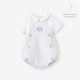 Blue Seersucker Overall Bubble + Collared Shirt