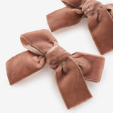 Mocha Velvet Bow Clip Set
