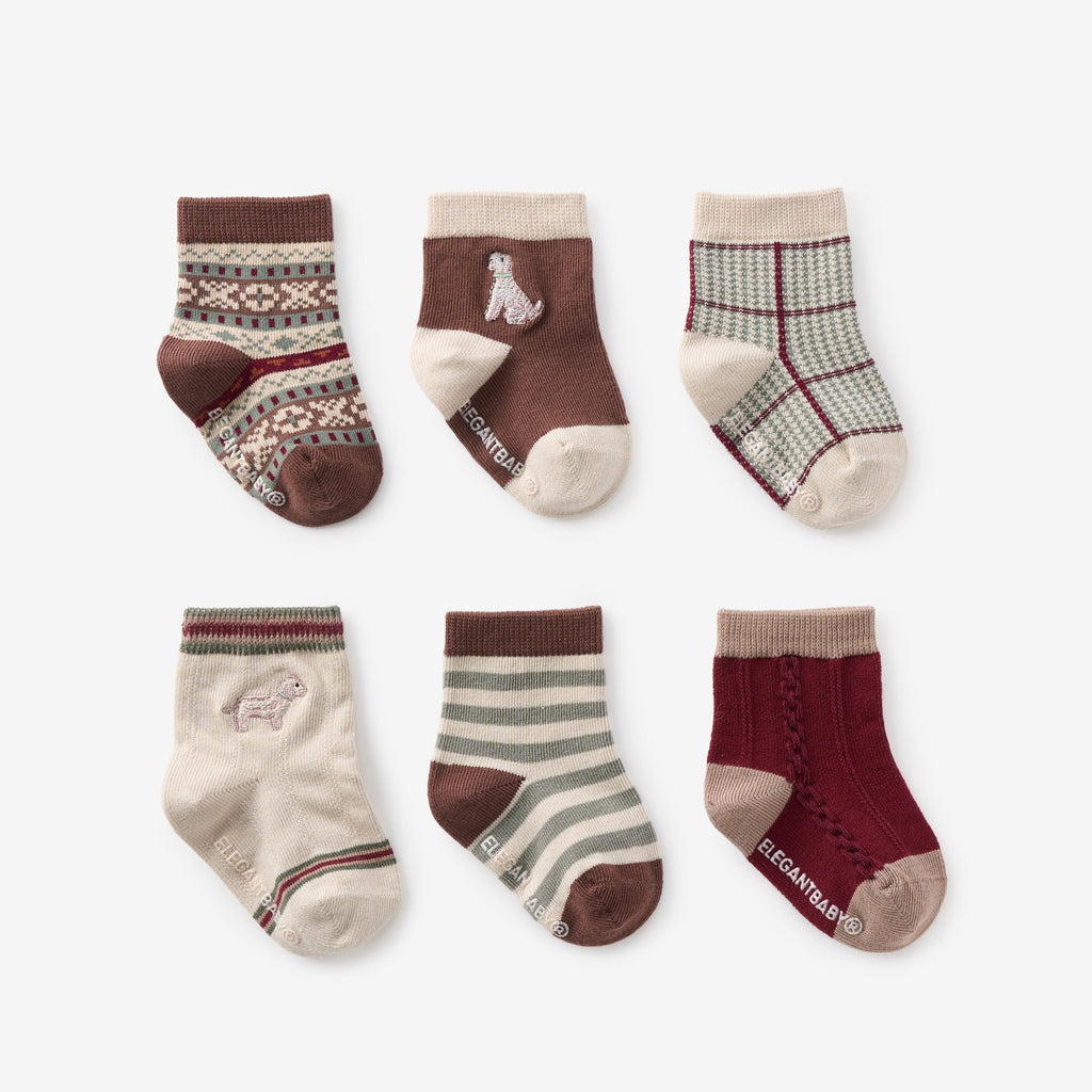 Hounds & Heritage Non Slip Baby Socks 6 pk