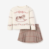 Rocking Horse Sweater & Plaid Skirt