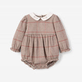 Plaid Bubble w/ Embroidered Peter Pan Collar