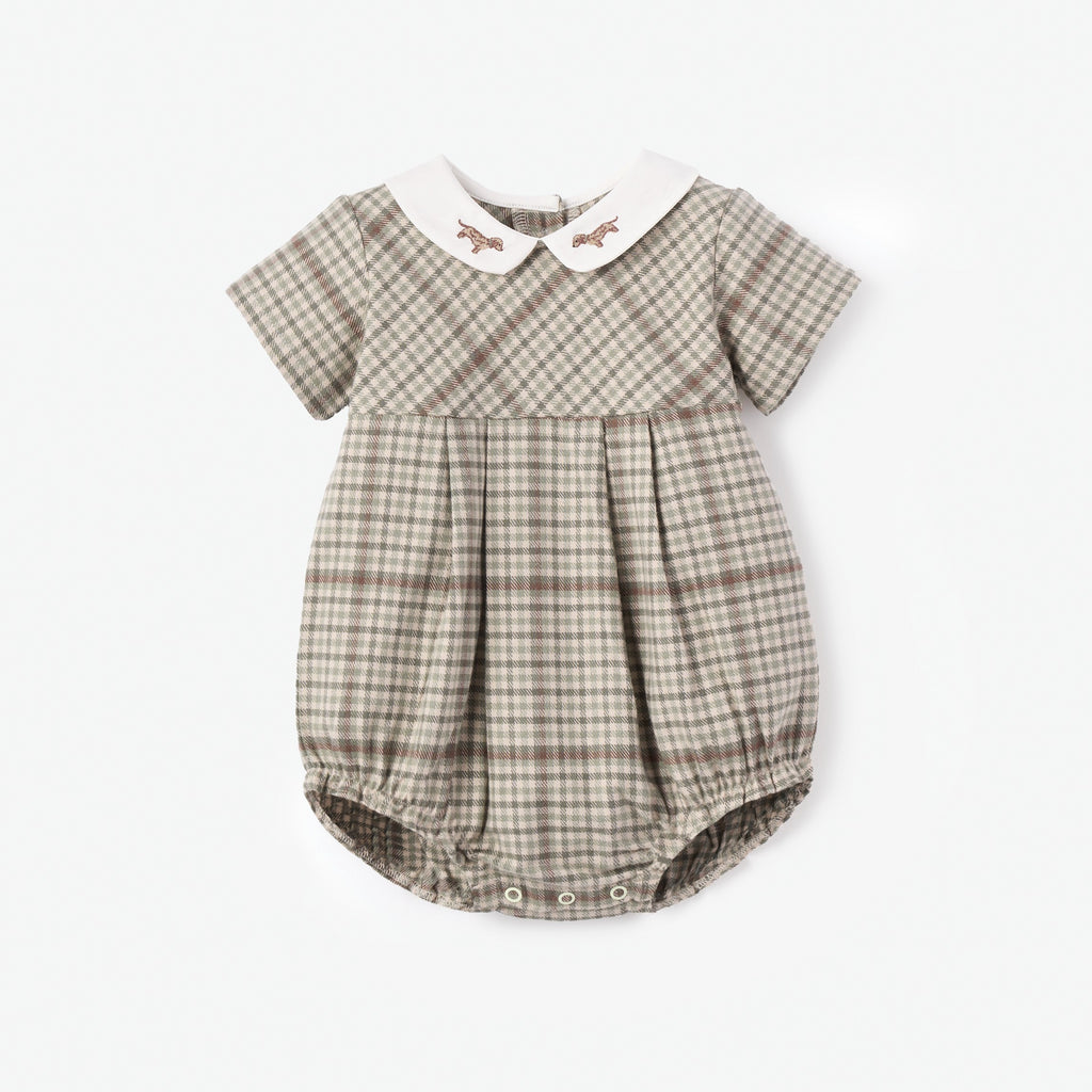 Heritage Plaid Dog Embroidered Collar Bubble