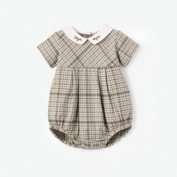 Heritage Plaid Dog Embroidered Collar Bubble