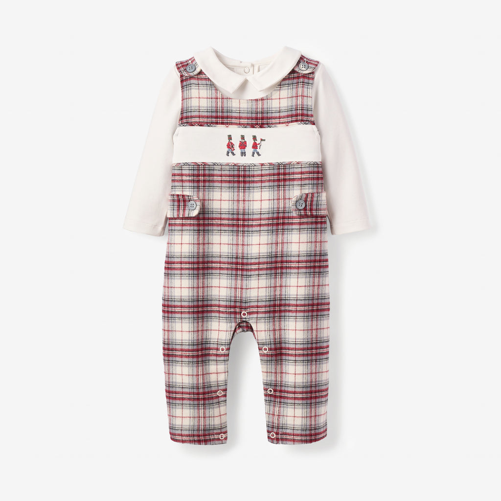 Toy Soldier Embroidered Langley Tartan Jon Jon + Shirt Set