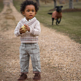 Taupe Sweater + Plaid Pants Set