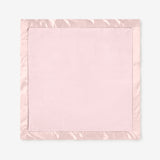 Pale Pink Satin Trim Flannel Fleece Baby Security Blanket