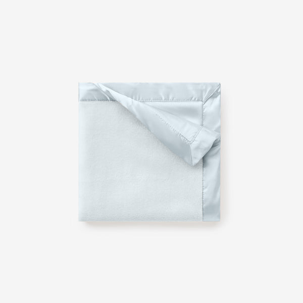 Pale Blue Satin Trim Flannel Fleece Baby Security Blanket