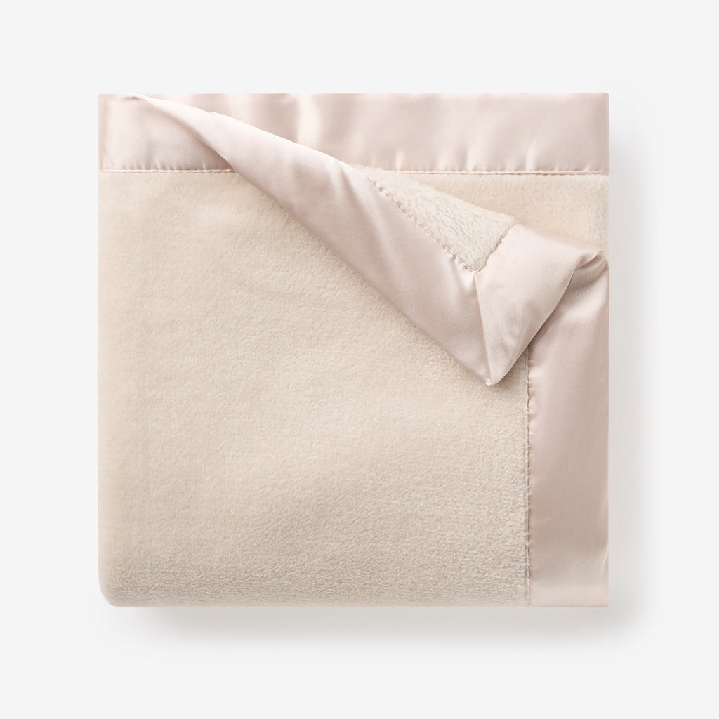 Taupe Satin Trim Flannel Fleece Baby Stroller Blanket