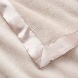 Taupe Satin Trim Flannel Fleece Baby Stroller Blanket