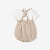 Teddy Bear Embroidered Houndstooth Overall Bubble