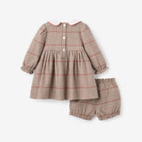 Plaid Dress w/ Embroidered Peter Pan Collar