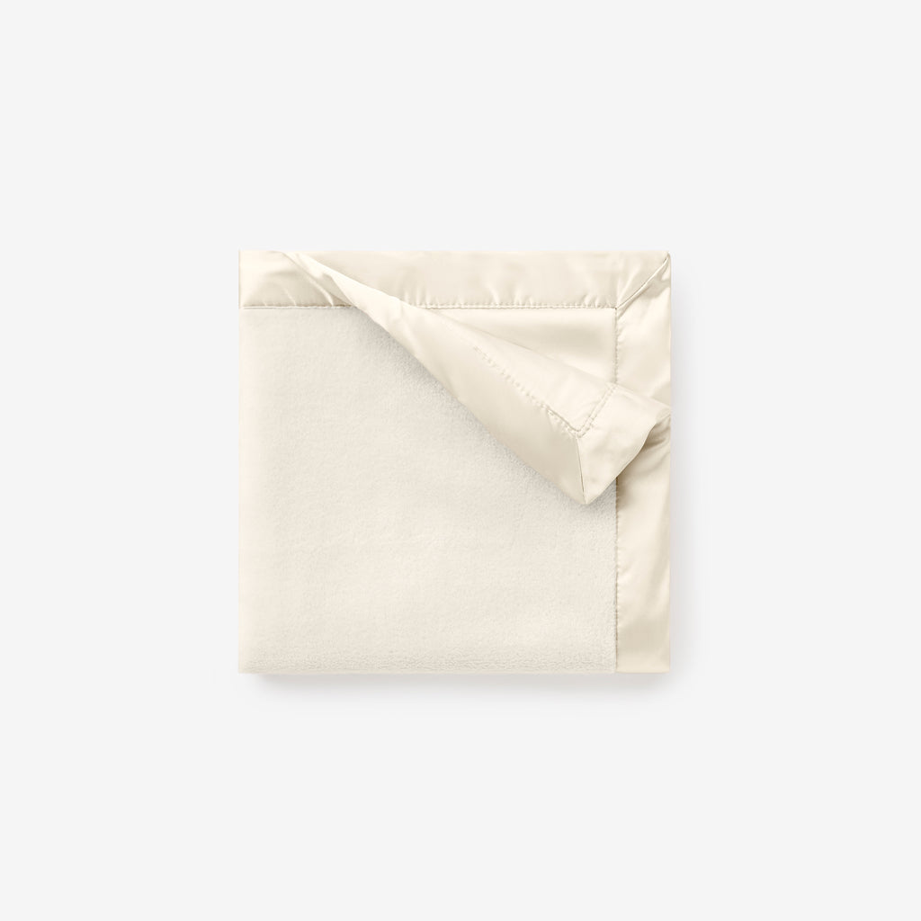 Cream Satin Trim Flannel Fleece Baby Security Blanket