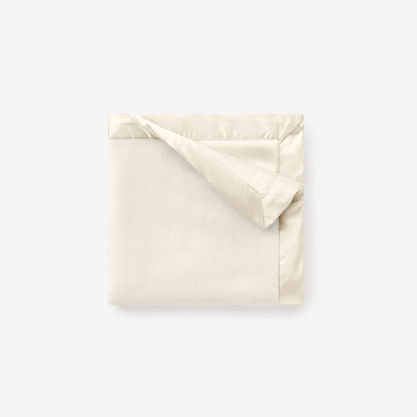 Cream Satin Trim Flannel Fleece Baby Security Blanket