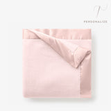 Pale Pink Satin Trim Flannel Fleece Baby Stroller Blanket