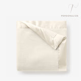 Cream Satin Trim Flannel Fleece Baby Stroller Blanket