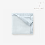 Pale Blue Satin Trim Flannel Fleece Baby Security Blanket