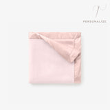 Pale Pink Satin Trim Flannel Fleece Baby Security Blanket