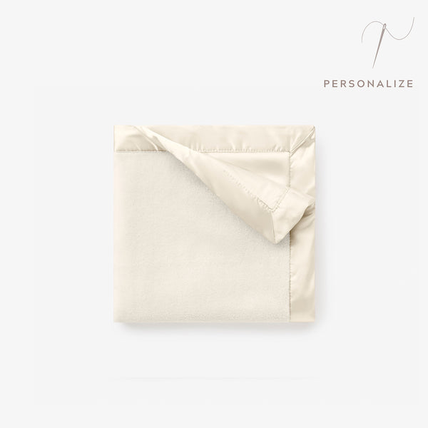 Cream Satin Trim Flannel Fleece Baby Security Blanket