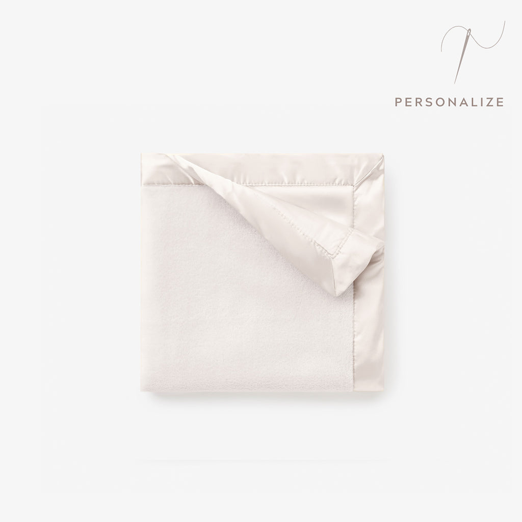 White Satin Trim Flannel Fleece Baby Security Blanket