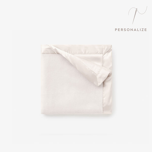 White Satin Trim Flannel Fleece Baby Security Blanket