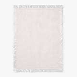White Satin Trim Flannel Fleece Baby Stroller Blanket