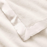 White Satin Trim Flannel Fleece Baby Stroller Blanket