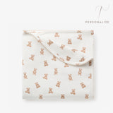 Teddy Bear Print Double Layered Swaddle Blanket