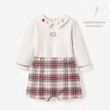 Langley Tartan Shorts + Embroidered Holiday Bodysuit