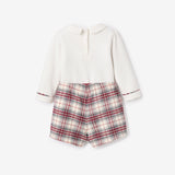Langley Tartan Shorts + Embroidered Holiday Bodysuit