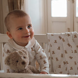 Teddy Bear Print Double Layered Swaddle Blanket
