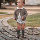 Green & Taupe Knee-High Non Slip Baby Socks 2 pk