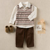 Fair Isle Sweater Vest + Corduroy Pants Set