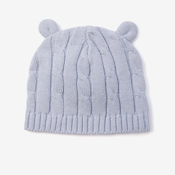 Light Blue Cable Knit Baby Hat with Ears