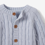 Light Blue Cable Knit Baby Sweater