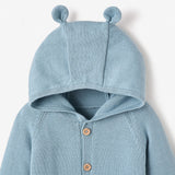 Blue Hooded Knit Jumpsuit