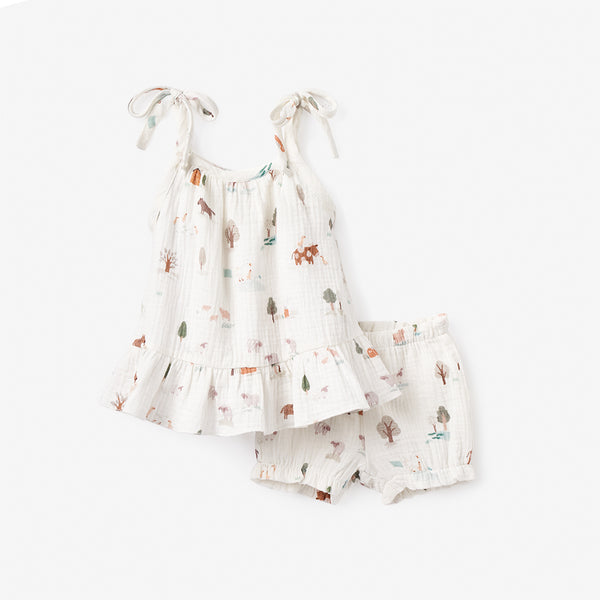 On the Farm Organic Muslin Tie Top Set
