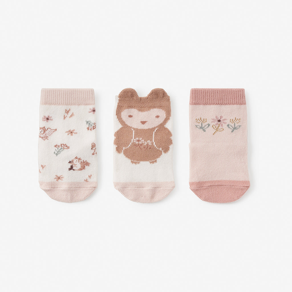Owl Non Slip Baby Sock Set 3pk