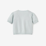 Aqua Short Sleeve Embroidered Baby Cardigan
