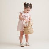 Blush Pointelle Flutter Sleeve Knit Baby Dress
