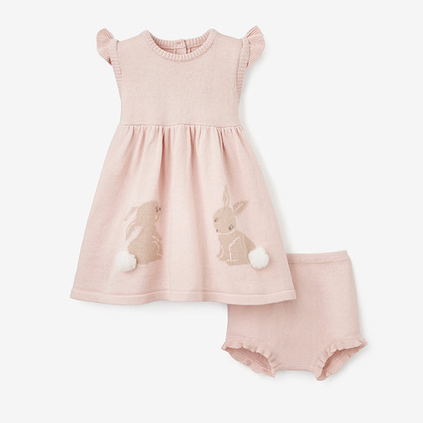 Bunny Flutter Sleeve Knit Baby Dress