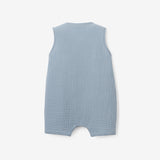 Stone Blue Organic Muslin Button Down Shortall