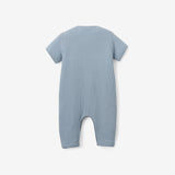 Stone Blue Organic Muslin Baby Jumpsuit